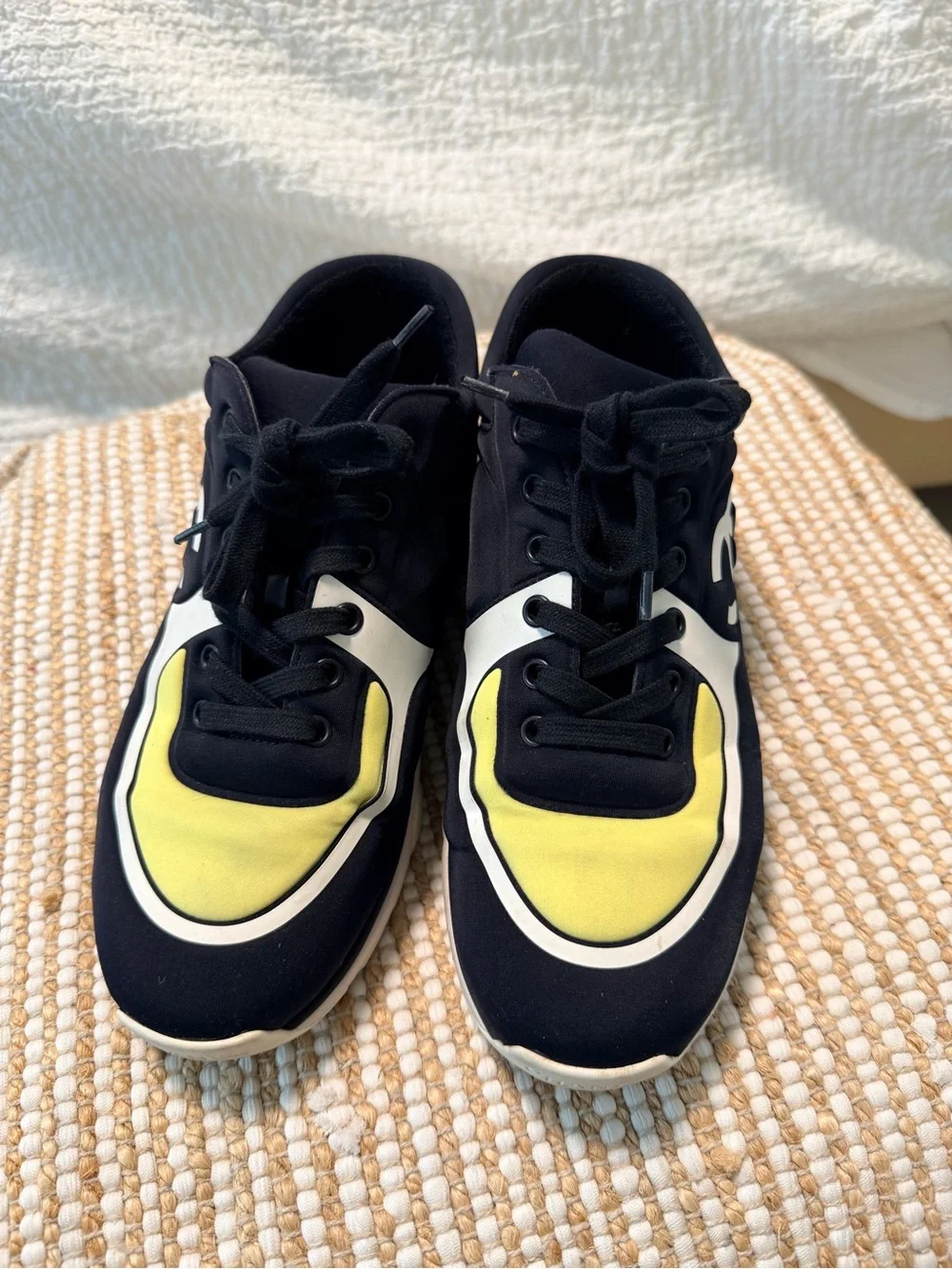 CHANEL Black, White & Yellow Women’s Sport Sneakers